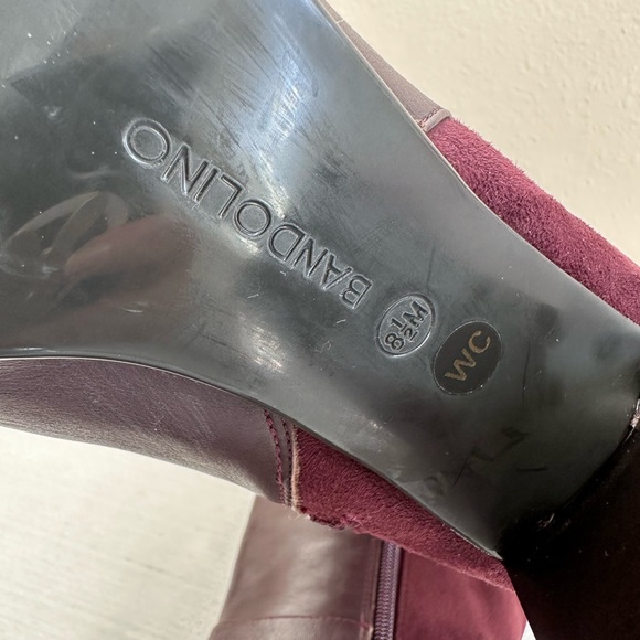 Bandolino Bilya Wine Suede/Leather Gold Buckle Knee High Boots Women’s 8.5M - Picture 13 of 14